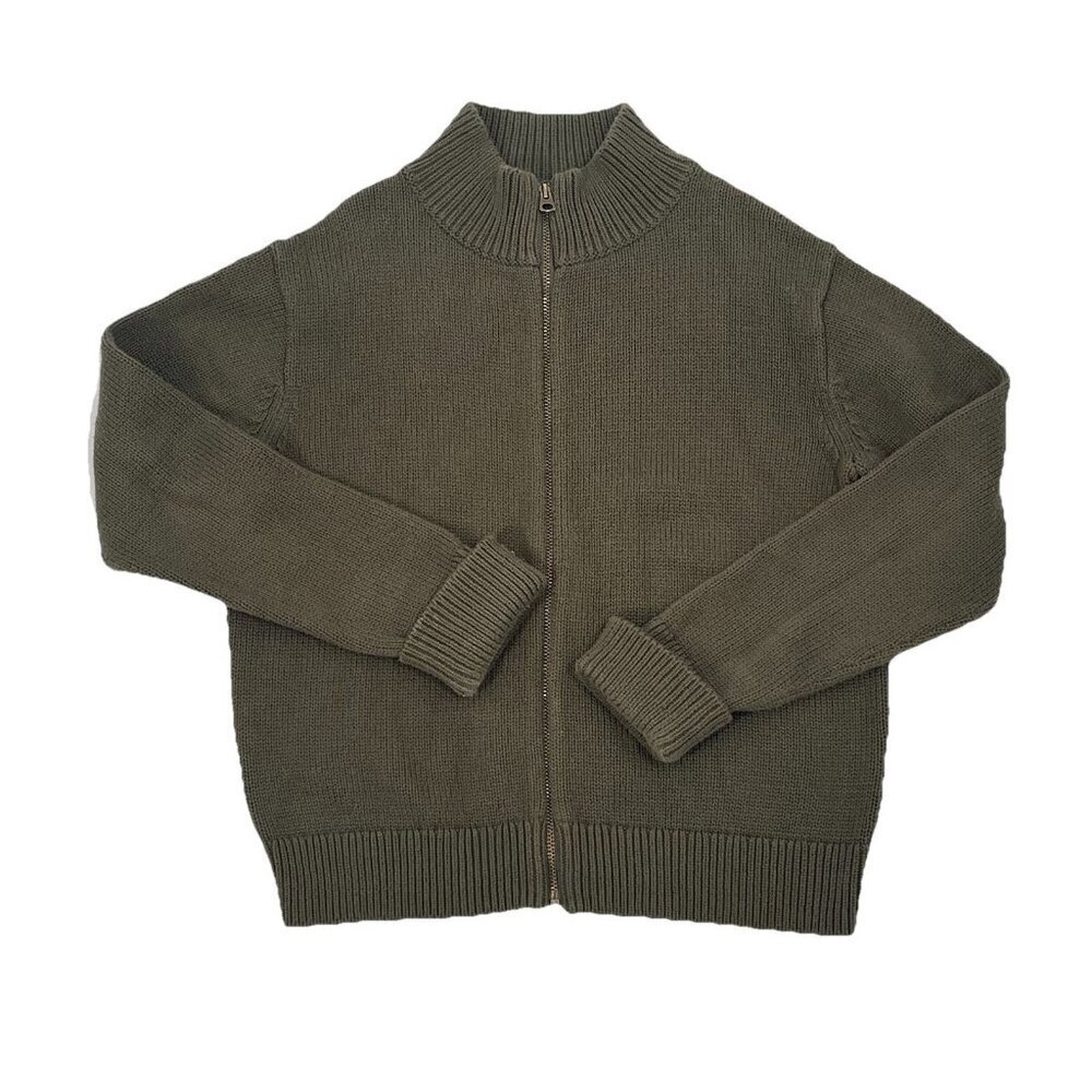 J Crew Full Zip Green Sweater Cardgian Sz Boys M 8 Old Money